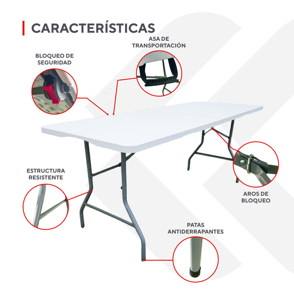Mesa Plegable 180cm - 2 Piezas