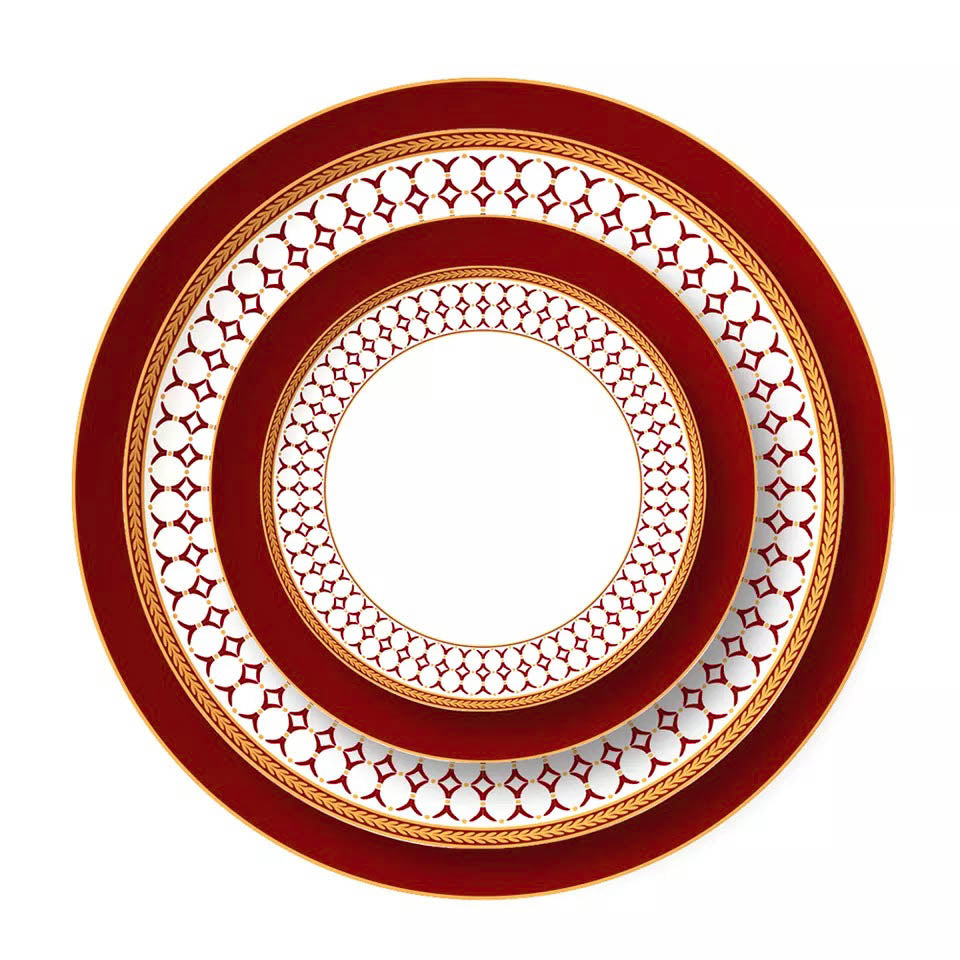 Vajilla de porcelana filo rojo